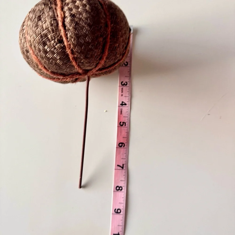 RUSTIC Fall Farmhouse Pumpkin Burlap Brown Faux Floral Accent Pick